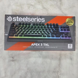 Steelseries Apex 3 TKL RGB Gaming Keyboard Tenkeyless Compact Design - Black - Picture 1 of 11