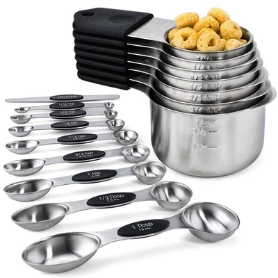Magnetic Measuring Cups and Spoons Set Including 7 Stainless Steel Measuring ... - Image 1 of 4