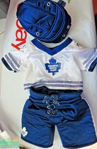 Build  Bear NHL Hockey Toronto Maple Leaf  Jersey and Hockey pants helmet lot - Picture 1 of 4