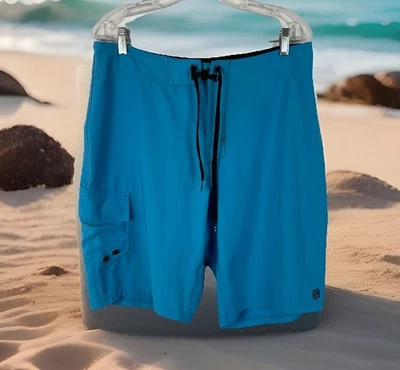 Pantalones cortos deportivos BKE para hombre 32 azules atléticos elásticos con cordón playa piscina Foto 1 de 4