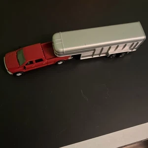 Ertl 1/64 red Dodge RAM 3500 BigHorn with gooseneck horse trailer Loose. Used  - Picture 1 of 5