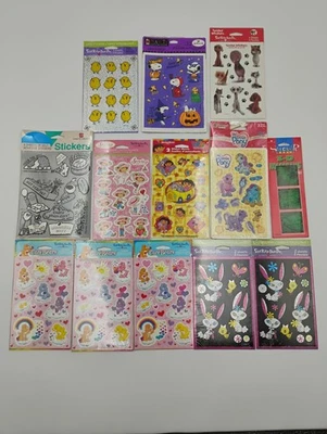 Vtg Sticker LOT new 13 packs care bears My Lil Pony Snoopy 3-D Holo Strawberry  - Image 1 of 4