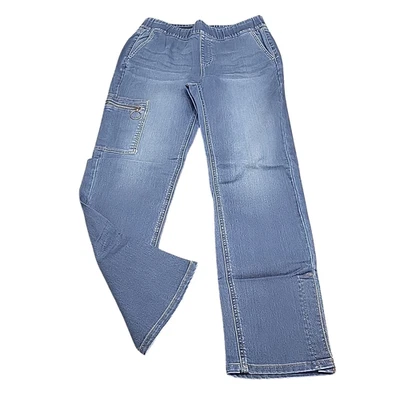 Denim Co Adaptive Womens Comfy Knit Pull On Jeans Medium Size Blue with Pockets - Image 1 of 4