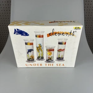 ELEMENTI SOTTO IL MARE 4 CILINDRI PER ACQUARIO PER FARE CANDELE NUOVO CON SCATOLA 1 Large 2 Med 1 Sm - Foto 1 di 3