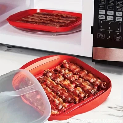 Microwave Bacon Pan Bacon Cooker | Splatter Proof Crisper Tray PP Kitchen UK - Image 1 of 4