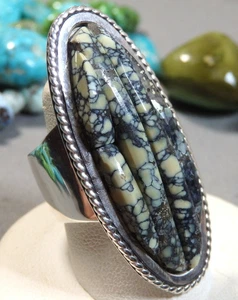 NATIVE American OTTAWA Carlos Eagle DAMELE TURQUOISE STERLING Silver RING sz7😍 - Picture 1 of 14