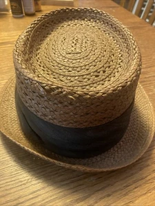 Sombrero Fedora Para Hombre De Colección Adam Importado Macora Años 50 60 Paja Talla 7 1/8 Leer Disco - Imagen 1 de 8
