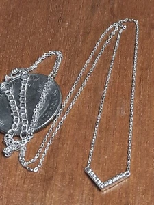 Vtg Sterling Chain Necklace W/ Cz Arrow Pendant 925 Silver 19" Trendy Rare H34 - Picture 1 of 7
