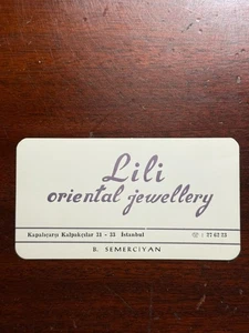 Tarjeta de colección Lili Oriental Jewellery Estambul efímera de colección - Imagen 1 de 2