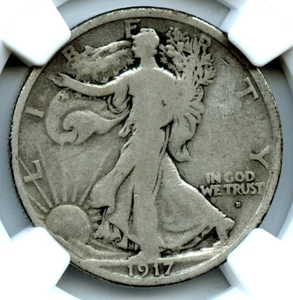 1917-D Obverse Walking Liberty Half Dollar, NGC VG8 - Picture 1 of 3