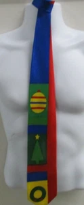 Ralph Marlin Studio Tie, 1988, Ornament, Tree, & Wreath, 100% Silk, Colorful - Picture 1 of 7
