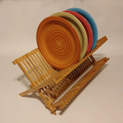 Бамбуковая сушилка для тарелок (тарелки не включены. ТОЛЬКО В ДЕМОНСТРАЦИОННЫХ ЦЕЛЯХ.) - Изображение 1 из 4