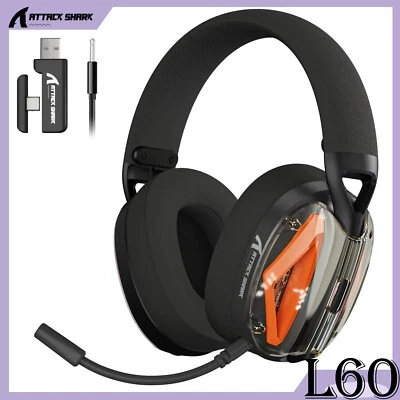 ATTACK SHARK L60 Ultra-Light Tri-Mode Gaming Headphones Detachable Mic OVER EAR