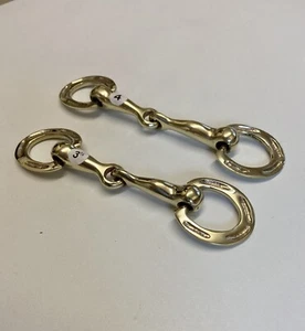 BRASS HORSESHOE SNAFFLE BIT,  3.5"/4"/4.5"  SHETLAND PONY BIT *FREE POSTAGE* - Picture 1 of 4