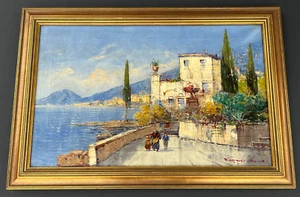Rare, Hans Wagner(1885-1949) "The Bay of Naples" Original Oil Painting on Canvas - Picture 1 of 10