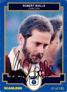 Signed 1986 CARLTON BLUES AFL Card ROBERT WALLS Scanlens - Picture 1 of 2