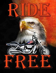 8" x 12" RIDE FREE ~ EAGLE ~ BIKE METAL SIGN ~ BAR ROOM GARAGE MAN CAVE - CR19 - Picture 1 of 2