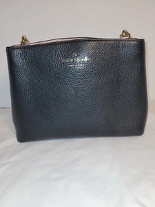 Kate Spade New York Small Top Handle Black Handbag with Chain Handle - Picture 1 of 10