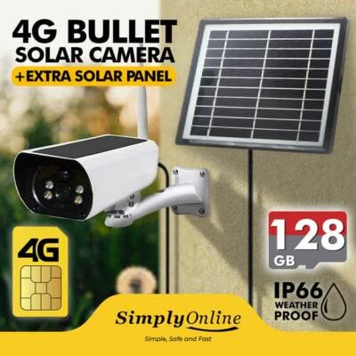 4G Solar Camera + EXTRA SOLAR PANEL + 128GB SD /  IP66 Weatherproof - Image 1 of 4