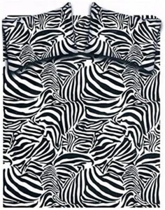 Completo Lenzuola Matrimoniale Microfibra Fantasia Zebrato Colore Nero/Bianco - Foto 1 di 1