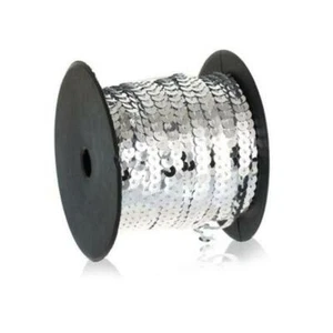 Sequin Single Strand 6mm Trimming per 10 mtrs - Silver - Picture 1 of 1