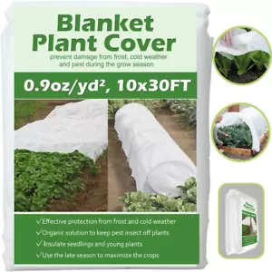 Plant Covers Freeze Protection 10 Ft X 30 Ft Floating Row Cover 0.9Oz/Yd² Garden - Picture 1 of 12