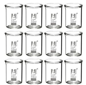 Eisco Labs 10ml Beaker, Borosilicate Glass,  Low form - Pack of 12 - Picture 1 of 4