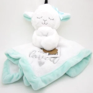 Baby Essentials Security Blanket White and Mint Green Lamb Snuggle Blanket - Picture 1 of 5