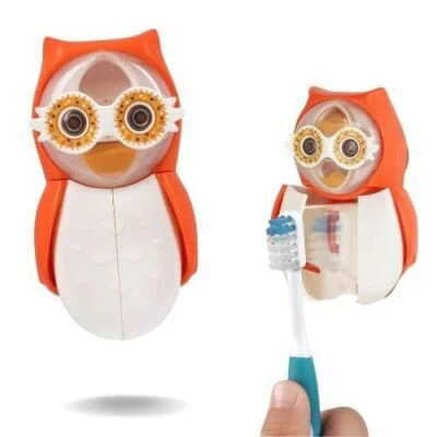 Capa de escova de dentes Flipper coruja laranja – torne o tempo de escovação divertido com  - Imagem 1 de 4