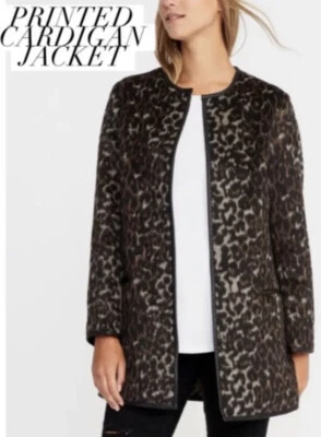 Cárdigan chaqueta abrigo para mujer talla grande con estampado de animales frente abierto Foto 1 de 4