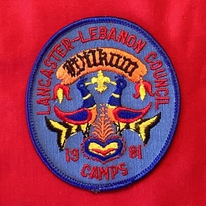 Boy Scout 1981 Lancaster-Lebanon Council Camps Wilkum Patch F252B1 - Picture 1 of 2