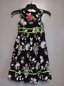 Bonnie Jean Girls cotton sundress size 6 with gorgeous rose accent - Picture 1 of 5
