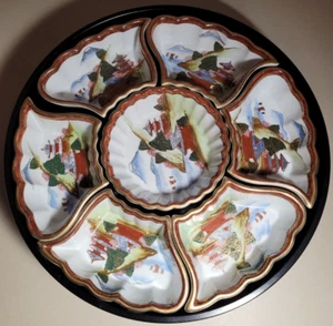 Fujita Kutani Lazy Susan Vintage Condiment Serving Tray Porcelain Japan Japanese - Bild 1 von 7