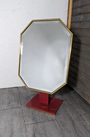 Vintage Tura Mid Century Retro Swivel Vanity Tabletop Mirror Beveled Edge Cover