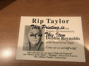 Comedian Rip Taylor Debbie Reynolds Original Advertising Card Las Vegas Nevada