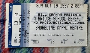 BRIDGE SCHOOL BENEFIT - SHORELINE AMPH. - OCTOBER 19, 1997 - PICK ONE - TICKET - Picture 1 of 4