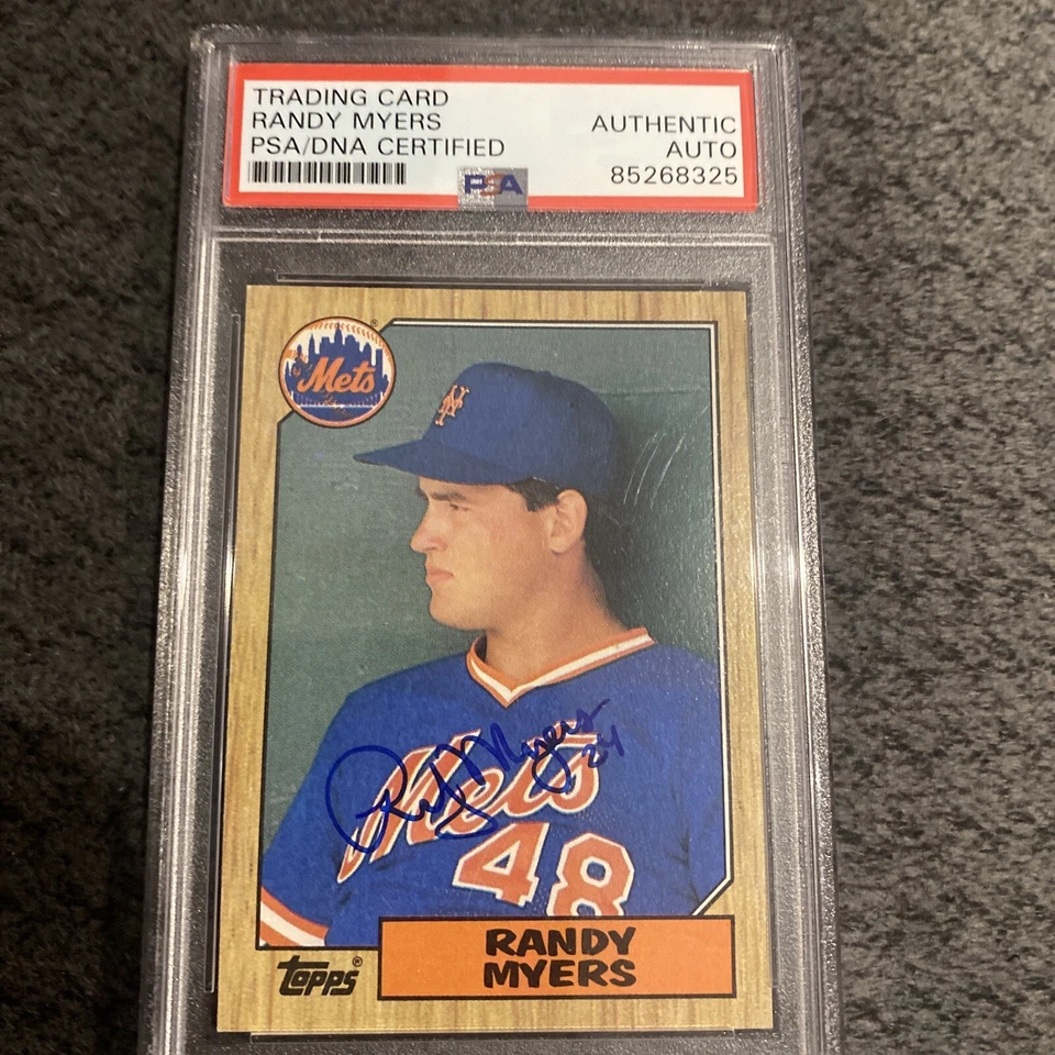 Tarjeta de béisbol Topps 1987 autografiada por Randy Myers encapsulada PSA/DNA Foto 1 de 1