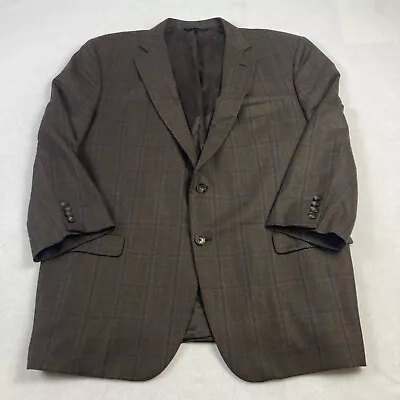 Brooks Brothers 1818 Madison Sport Coat Mens 48 Brown Plaid Wool Saxxon Blazer - Image 1 of 4