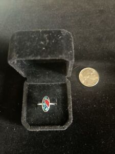 Sterling Silver Ring Sz 6 Native American Turquoise and Red Coral