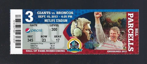 PEYTON MANNING 60,000 YDS 2013 NFL BRONCOS @ GIANTS FULL UNUSED FOOTBALL TICKET Cover