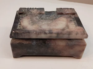 Egyptian Revival Amethyst Marmor Schmuckkästchen - Bild 1 von 6