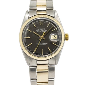 Rolex DateJust 1601 18K YG TwoTone Oyster Tropical Matte Dial Men Watch 36mm - Picture 1 of 6