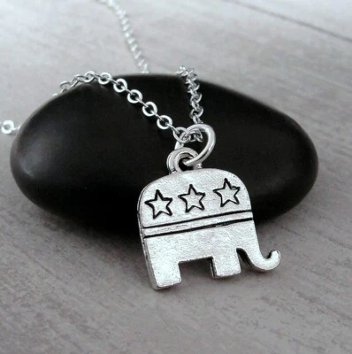 Collar Elefante Republicano Plata - Dije Republicano - Dije Político Joyería Foto 1 de 2