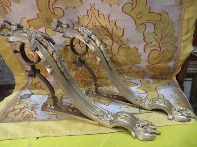 ancienne tt belle grande paire d embrasses de rideaux en bronze doré LXVI  XIXE - Photo 1/4