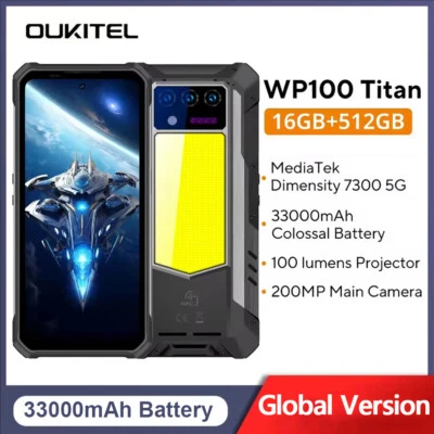 Oukitel WP100 TITAN 5G Rugged Phone 100 lumens Projector 33000mAh 512GB 200MP - Image 1 of 4