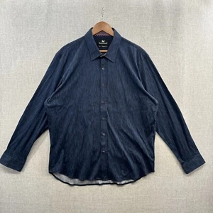 Buttercloth Shirt Mens 2XL Blue Heathered Long Sleeve Button Up Flip Cuff Casual - Picture 1 of 17