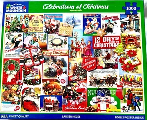 Celebrations of Christmas RARE 1000 pc Puzzle Fireplace Poinsettia Eggnog Candy - Picture 1 of 7