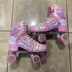 Dolls Kill Sugar Thrillz Groovy Galaxy Pink Sparkle Roller Skates Size 8 - Picture 1 of 7