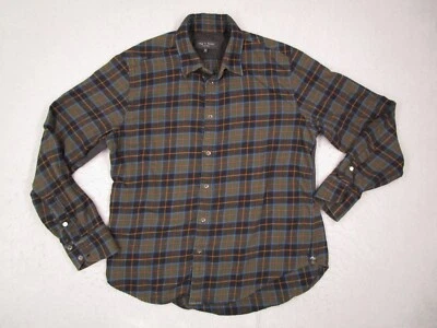 Rag Bone Shirt Mens Large Green Flannel Button Up Engineered Long Sleeve Work - Image 1 of 4