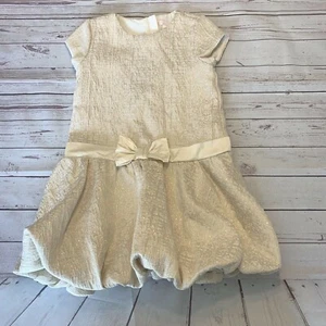 JANIE AND JACK Girls Fancy Holiday Party Dress Size 4 Ivory Gold Metallic EUC - Picture 1 of 6